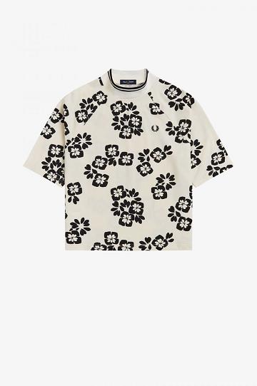 Fred Perry Floral Print Naisten T Paidat Valkoinen | FI 1015GSOL